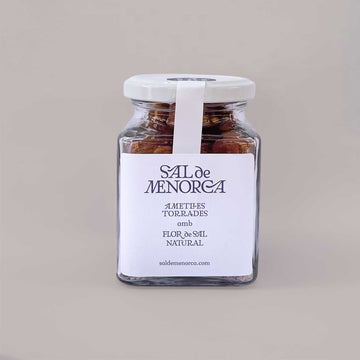Almendra tostada con flor de sal natural 130 g Sal de Menorca, bote de cristal